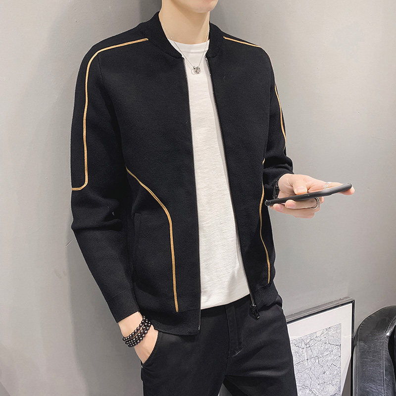 Spring Autumn Season Jacket Men's 2021 New Trends Casual Handsome for a Han Edition Men's knitted jacket Jersey Baseball Suit