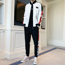 Coat mens spring and autumn Korean fashion mens set with handsome jacket mens color matching clothes tide casual set