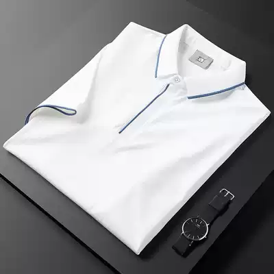 Highly recommended light business casual combed cotton dark button polo shirt fashion slim men's short sleeve t-shirt