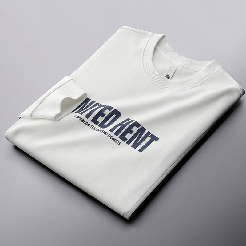 Light Extravagant Fashion Collision Color Splicing Men's Thick T-Shirt Spring Autumn Season New Casual Letter Printed Round Collar Long Sleeve T-Shirt Tide