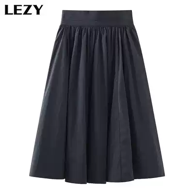 Lizi LEZY umbrella skirt retro temperament high waist slim pleated A skirt Hepburn pleated skirt women