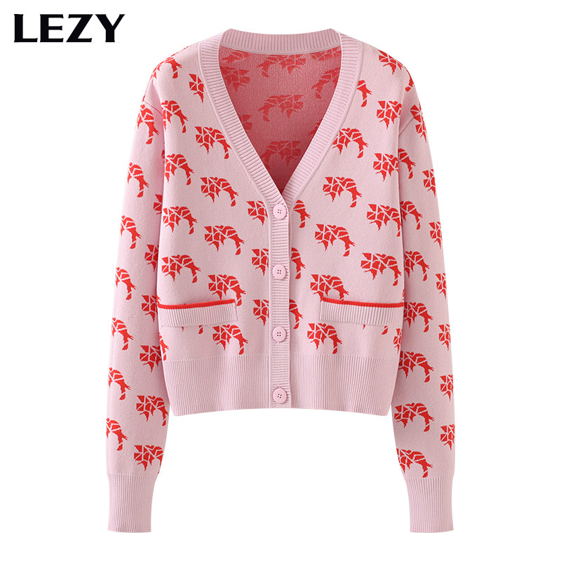 Lipose LEZY2022 years new retro-knitted sweatshirt for women's short outer lap sweaters jacket women's spring and autumn blouses