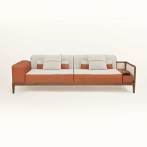 Nordic hardwood rattan choreography living-room leather art sofa combined postmodern hotel lobby for a simple and luxurious casual trio