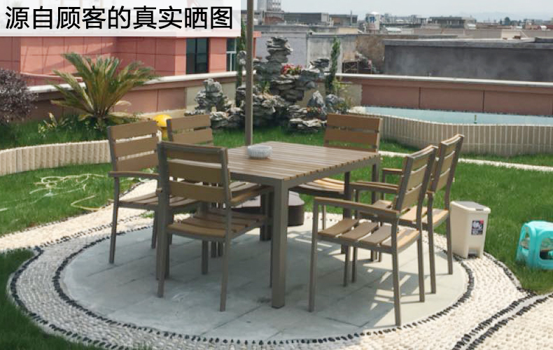 Youzhi nhựa ngoài trời bàn gỗ và ghế vườn ngoài trời ban công ngoài trời patio đồ nội thất giải trí kết hợp nhôm đồ nội thất gỗ