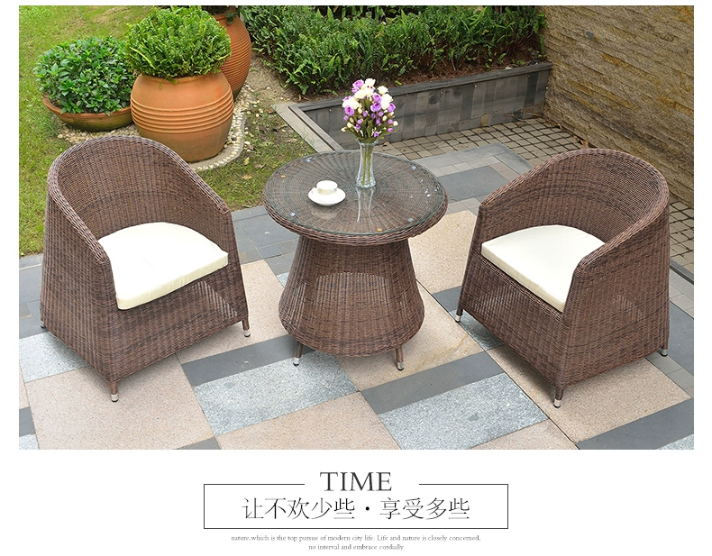 Ghế wicker ba mảnh ban công bàn cà phê nhỏ ngoài trời ngoài trời sân giải trí sân thượng ban công bàn ghế hiện đại nhỏ gọn