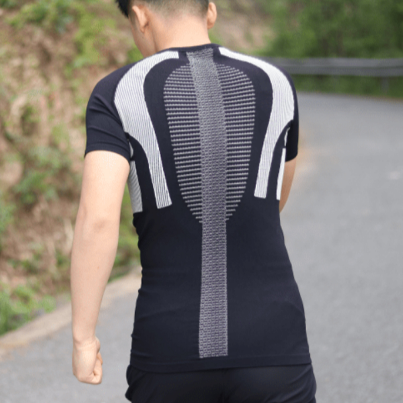 3D textile black technology long-lasting antibacterial deodorant new magic perspiration quick-drying tights compression short-sleeved