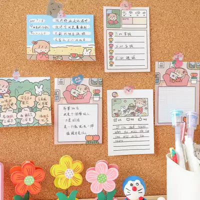 Girl heart cartoon Post-it notes online Red Girl illustration Post-it notes sticky convenience stickers creative stickers