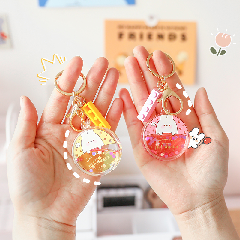 Acrylic oil keykeyfemale delicate cute personality key chain in windcar keyboard