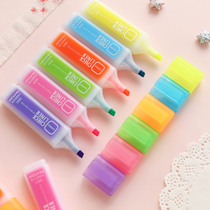 Hobby Color matte highlighter marker pen oblique thick creative flash pen Fluorescent marker pen for students to draw the focus