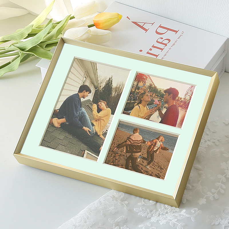 Multi photo photo frame swinging table aluminium alloy with three holes card paper wedding photo baby frame Home Decorative Pendulum can be customized
