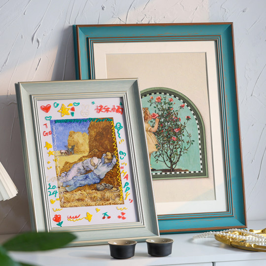 Scandinavian Simple Wide-Edge Photo Frame European-Style Oil Painting Calligraphy Handmade DIY Picture Frame Text Calligraphy Decorative Ornaments