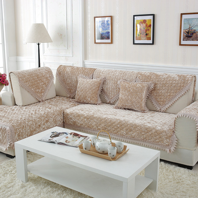 Set to be winter thickened plush sofa cushion cloth art cushion all season available gold velvet sofa towels cover European-style