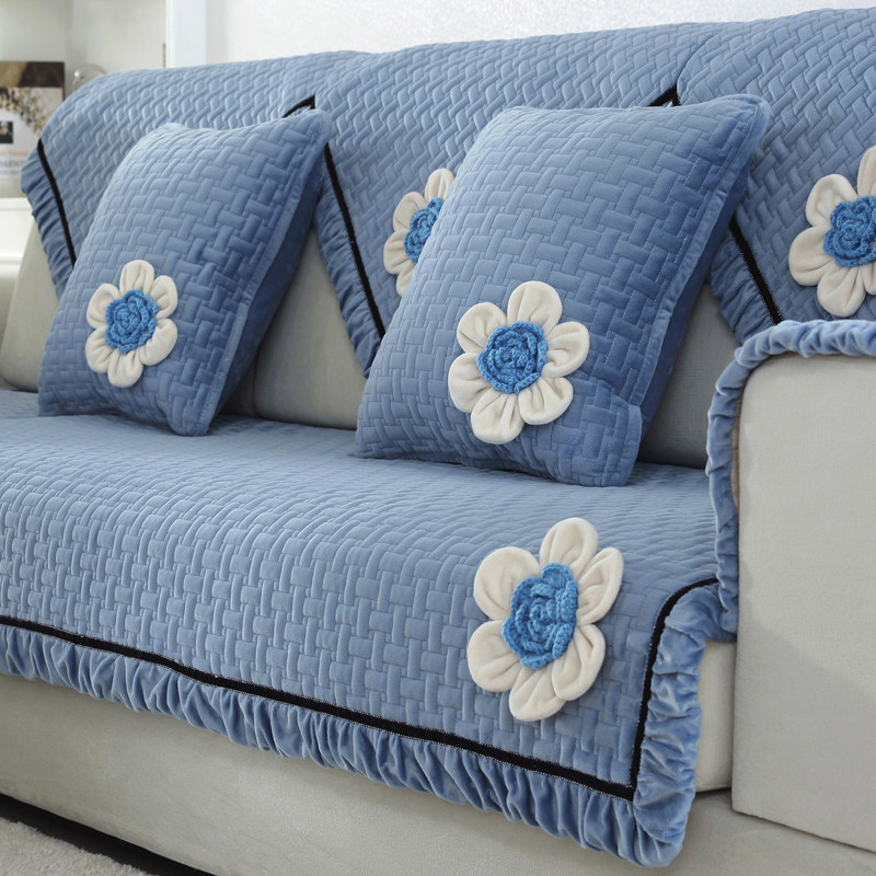 Customized summer cloth minimal modern plush sofa mat European anti-slip fashion cushion four seasons sofa cover
