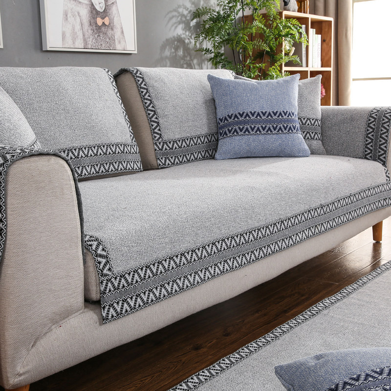 Winter cotton thread sofa cushion four seasons universal fabric sofa towel simple cotton linen combination cushion sofa cover custom