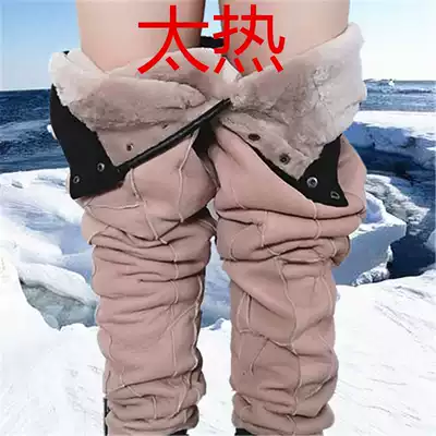 Sheep shearing fur one-piece leather pants genuine leather men and women sheepskin high-waisted cotton pants pants liner winter middle-aged and elderly winter