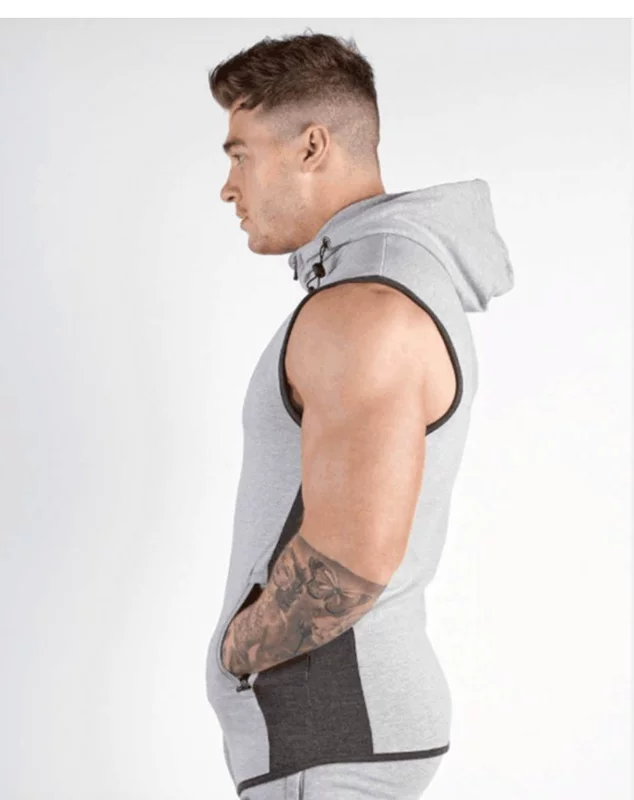 Mùa xuân và mùa hè cơ bắp anh em thể thao vest nam vest bông tập thể dục đào tạo áo hoodie nam trùm đầu áo len không tay - Áo vest cotton