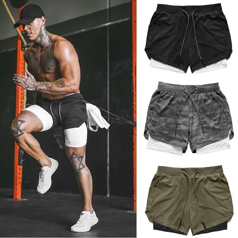 Muscle-type male brothers men's anti-walking light running sports shorts men's 50% elastic speed dry fitness training pants