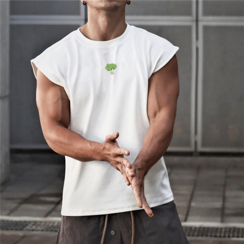 Muscle Brother Summer Boy Camp Shoulder Men Vest Fitness Training Sleeveless Sweater Men to Draw Iron Clothes