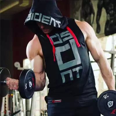 Muscle shirt Brother Hats Sleeveless T-shirt Men's Fitness Training Hoodie Shirt Sports Men's Vest Cotton Elastic Breathable