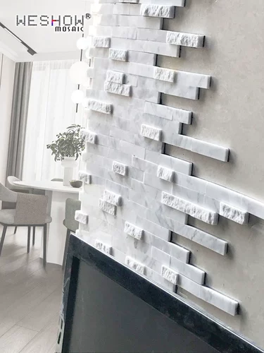 Самоклеющаяся белая мраморная трехмерная мозаика на стену