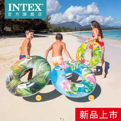 INTEX swimming ring Adult swimming ring transparent color increase floating ring handle men's and women's swimming ring