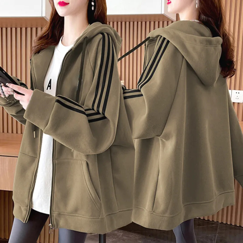 150kg New Plus-Size Sports Casual Jacket Cardigan for Women, 2026 Spring and Autumn Loose Zipper Sweatshirt 150kg New Plus-Size Sports Casual Jacket Cardigan for Women, 2026 Spring and Autumn Loose Zipper Sweatshirt