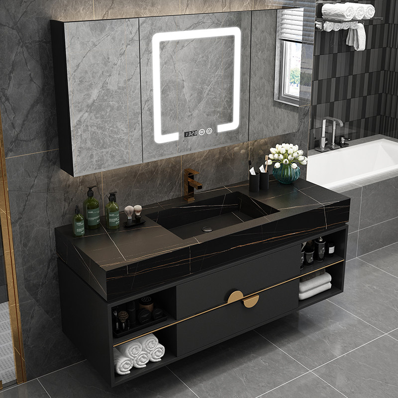 Light extravagant rock plate integrated basin Baths cabinet Composition minimalist modern floor washbasin Dressing Room Wash Table Basin Cabinet