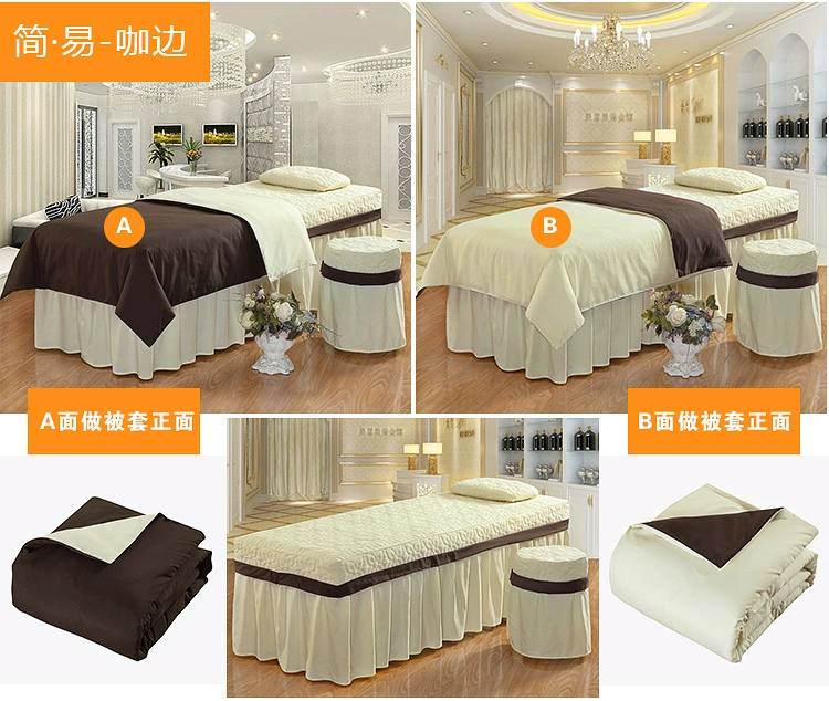 Vẻ đẹp trải giường bốn bộ cotton màu sắc đơn giản phù hợp với massage giường bìa khử trùng giường vật lý trị liệu giường giường đặt trải giường tùy chỉnh khăn trải giường spa cao cấp