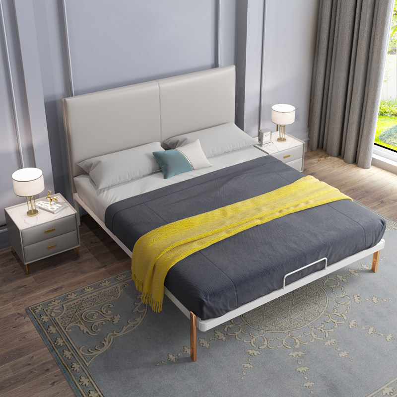 Iron Art Single Double Bed Thickening Reinforced Flat Tail Zipan Side Home Type Main Sleepers High Foot Soft Bag Stainless Steel Iron Frame Bed-Taobao