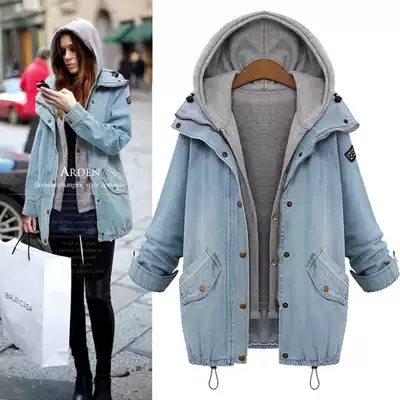 2020 New loose denim jacket hooded vest two-piece tide