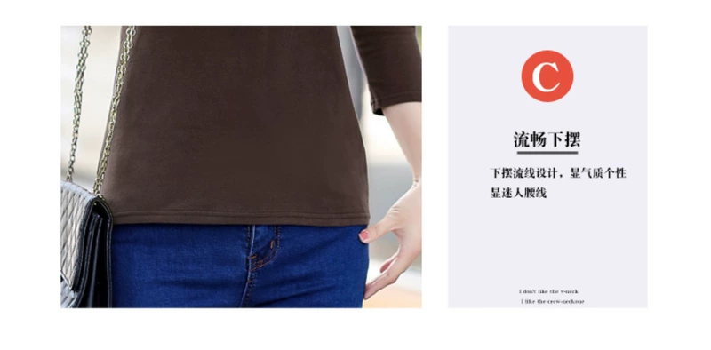 Phiên bản Hàn Quốc của áo thun dài tay mùa xuân nữ áo thun rộng đáy 2019 mới màu rắn cổ tròn áo thun cotton quần áo nữ - Áo phông