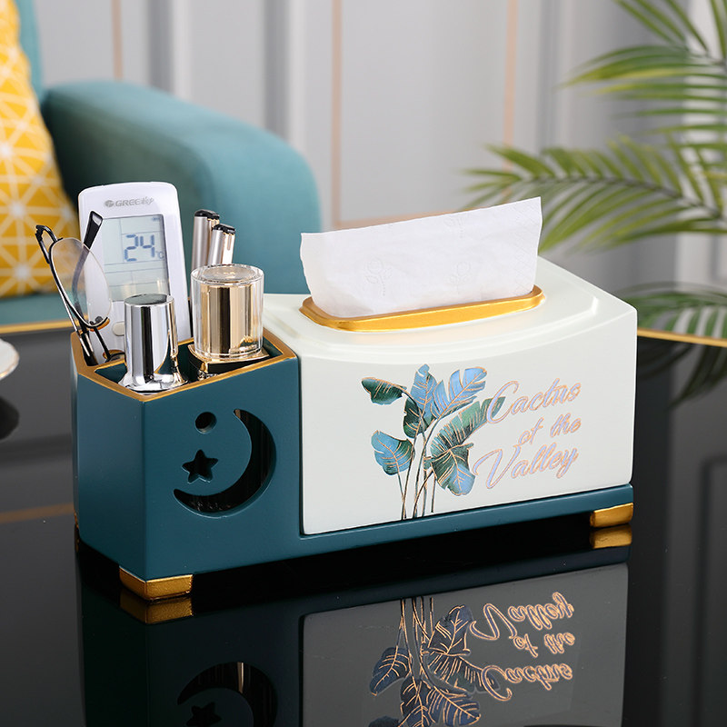 Multifunctional toilet paper box remote control containing paper towel box Living room light lavish creative American extraction toilet paper box ins Nordic