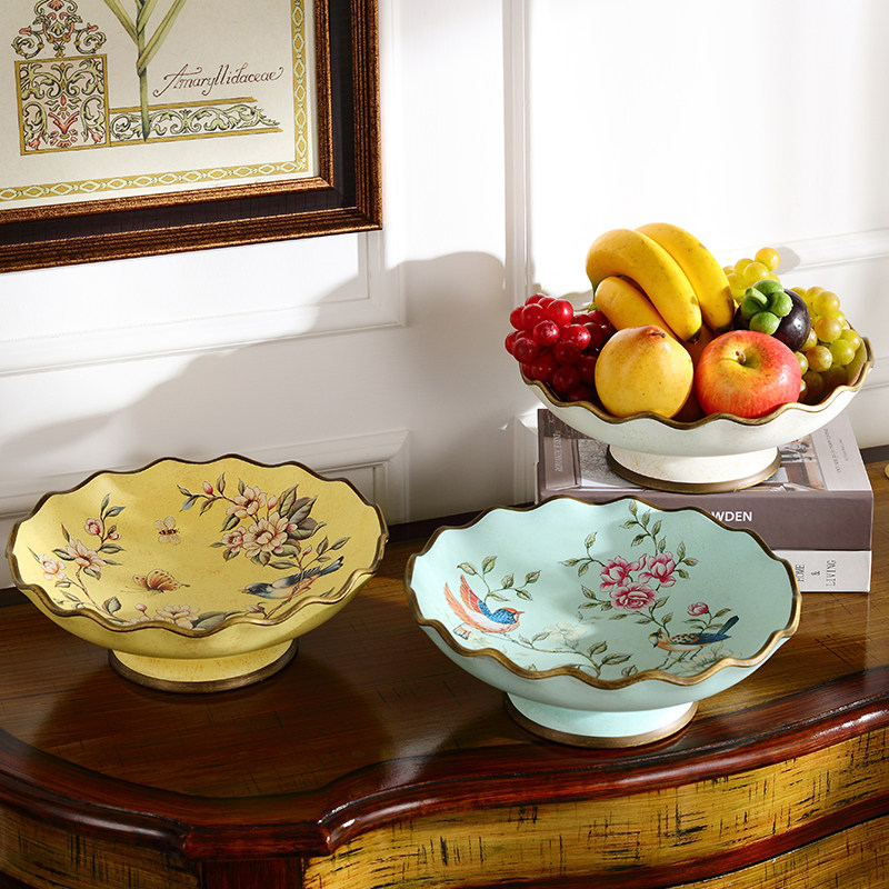 American ceramic fruit plate Creative fruit plate Household living room coffee table decoration decoration three-piece set of European style