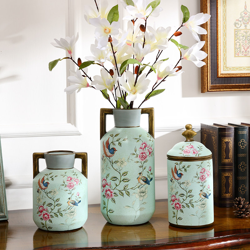 Creative ceramic vase swinging pieces Living room Flower Arrangement Eurostyle American Table Decorations TV Cabinet Floral Floral Furnishing