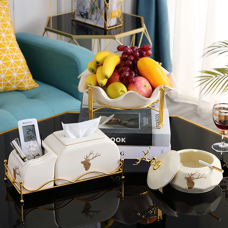 Light luxury fruit disk personally creative living room tea parts modern minimal ceramic dry fruit disk set