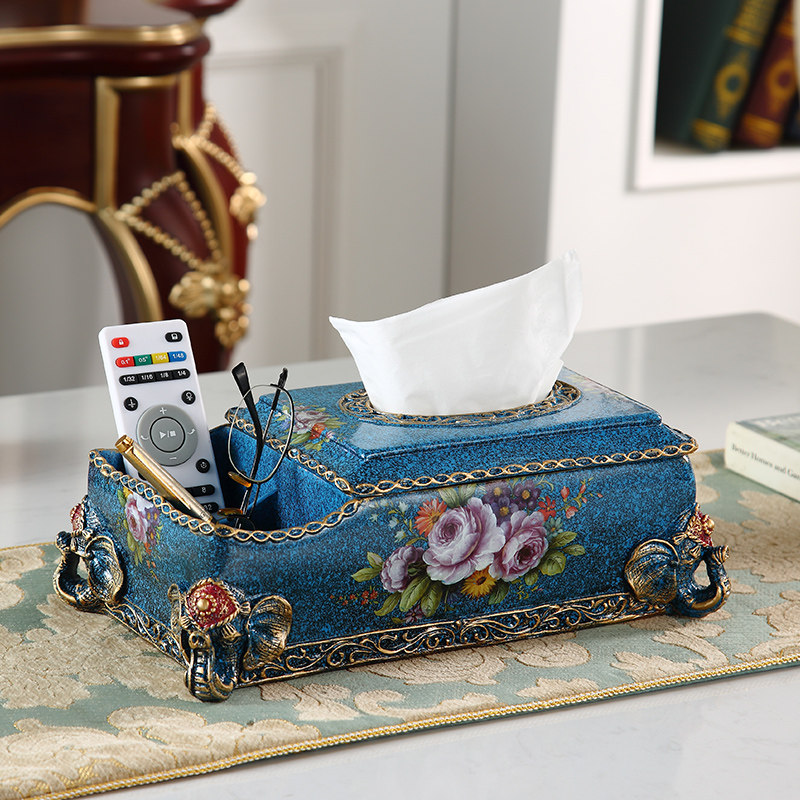 Creative Eu Style Paper Towels Box Luxurious Living Room Home Multifunction Tea Table Remote Control Containing Box Toilet Paper Box