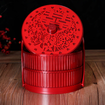 Wedding supplies portable fruit plate double layer festive pastry basin Bride wedding wedding happy word thick sugar red fruit box