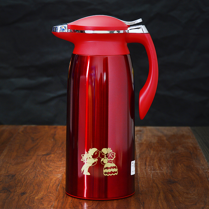 Wedding Supplies Wedding Hot Water Kettle Warm Kettle Home Insulation Bottle Red Stainless Steel Accompanied by Warm Pot Open Water Bottle Pair