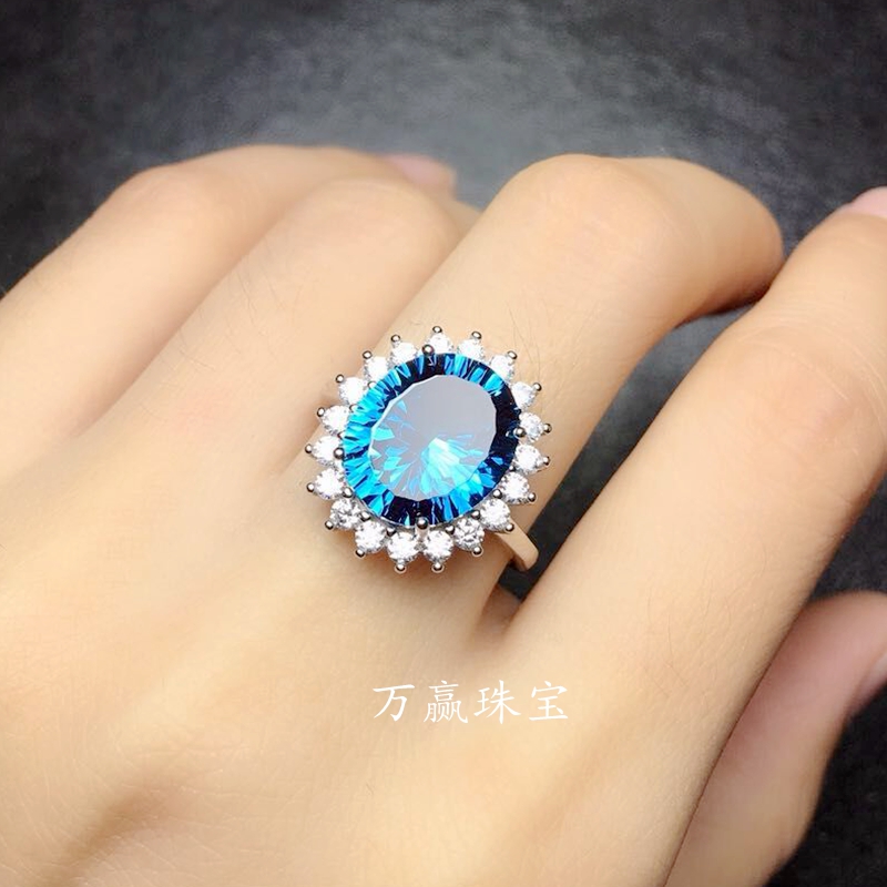 S925 sterling bạc nhẫn nhẫn trống rỗng hỗ trợ 4 * 6-5 * 7-6 * 8-7 * 9-8 * 10-9 * 11 đến 14 * 19mm zirconium lớn nhẫn vàng nam