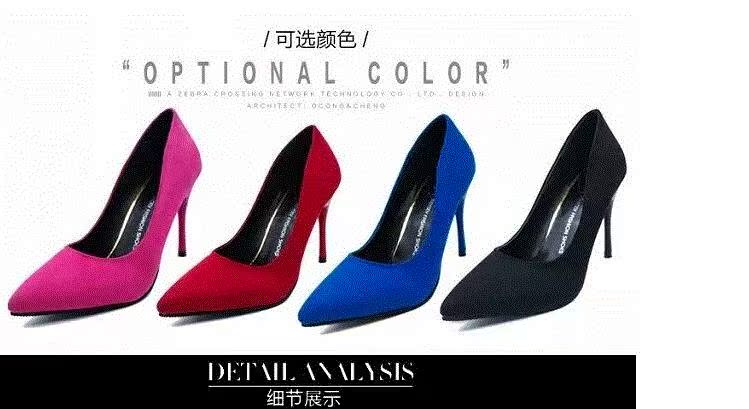 Mùa xuân và mùa thu Phiên bản mới của Hàn Quốc với đôi giày cao gót mũi nhọn nhỏ tươi, giày đế bằng da lộn thời trang thấp để giúp giày nữ cao gót màu xanh boot cổ ngắn