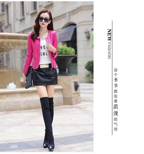 Xuân 2018 mới giặt pu ngắn da nhỏ cổ tròn áo khoác da nữ phiên bản Hàn Quốc của áo khoác da nữ mỏng áo da nu