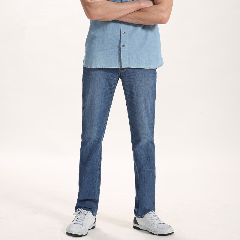 Special Offer Brand Men's Knit Lightweight Stretchy Mid-Rise Straight-Leg Jeans for Summer 01-613792-182