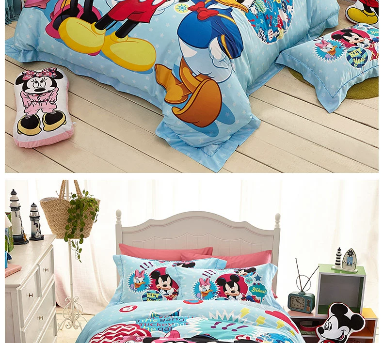 Bộ khăn trải giường ba mảnh cotton satin ba mảnh cho trẻ em Disney - Bộ đồ giường bốn mảnh