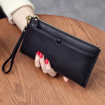 2021 New wallet female long leather multi-function first layer cowhide simple zipper bag mobile phone wallet tide