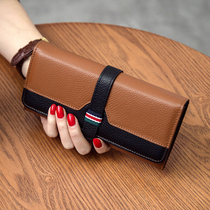 2021 New European and American big brand leather wallet women long large capacity cowhide mobile phone fashion wallet bag tide