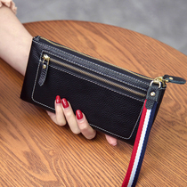 2021 New European and American first layer cowhide leather leather wallet female long zipper ultra-thin mens wallet bag soft