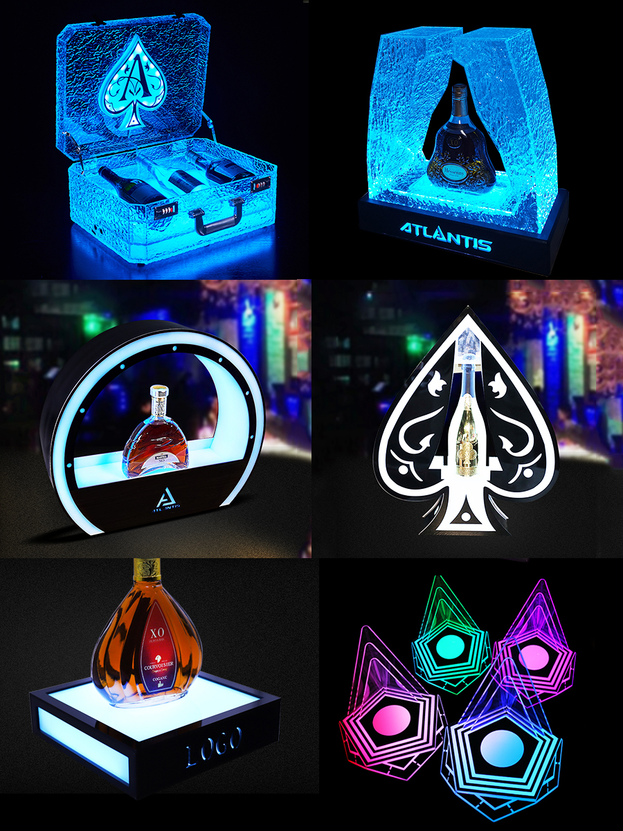 Luminous wine seat bar KTV champagne red wine display stand XO laser diamond spade A dragon set wine holder base