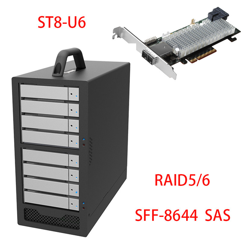 Stardom ST8-U6 8-bay SFF-8644 miniSAS 12Gb disk array cabinet card supports RAID5 6 Windo