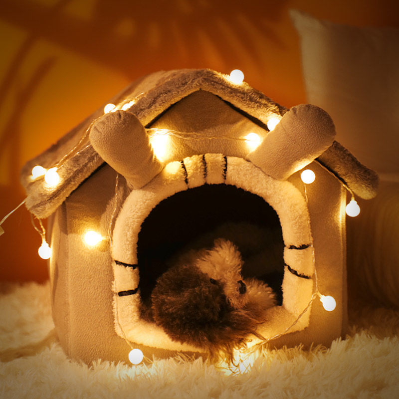 Cat kennel dog kennel house type winter warm closed dog house villa removable and washable small dog pet bedding