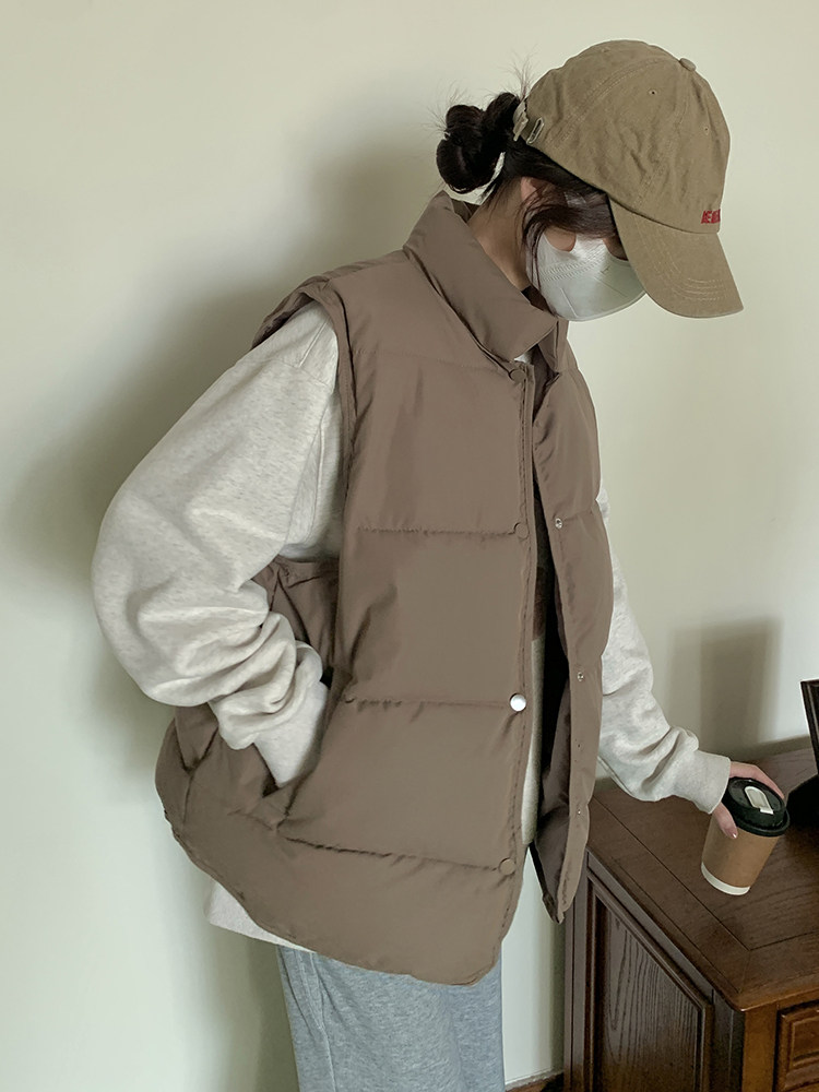 Cotton Coat Jacket Woman Winter New Female Short cotton waistcoat down cotton white small subcotton waistcoat Waistcoat Loose-Taobao